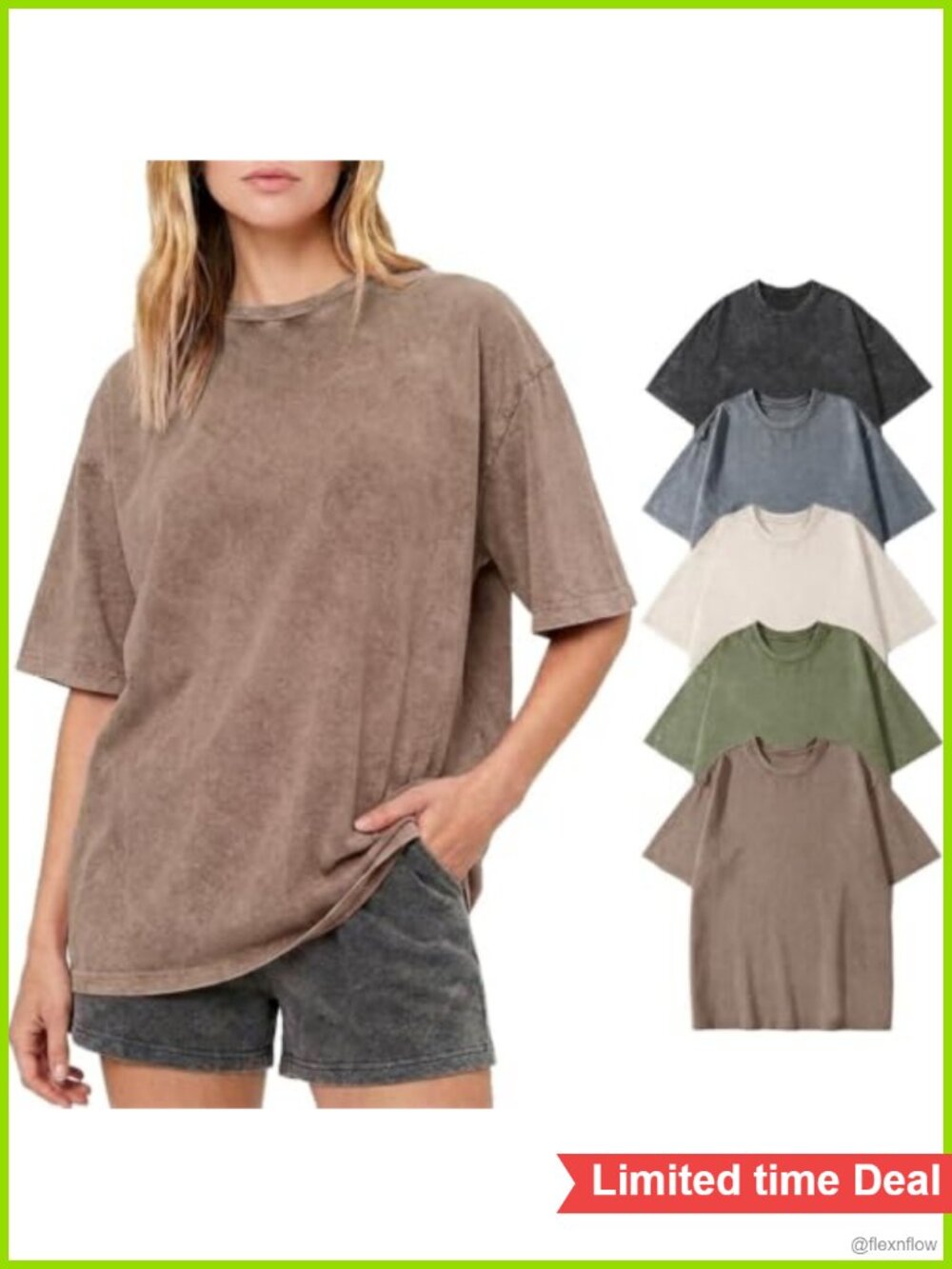 100% Cotton Oversized Vintage Acid Wash Crewneck Tee